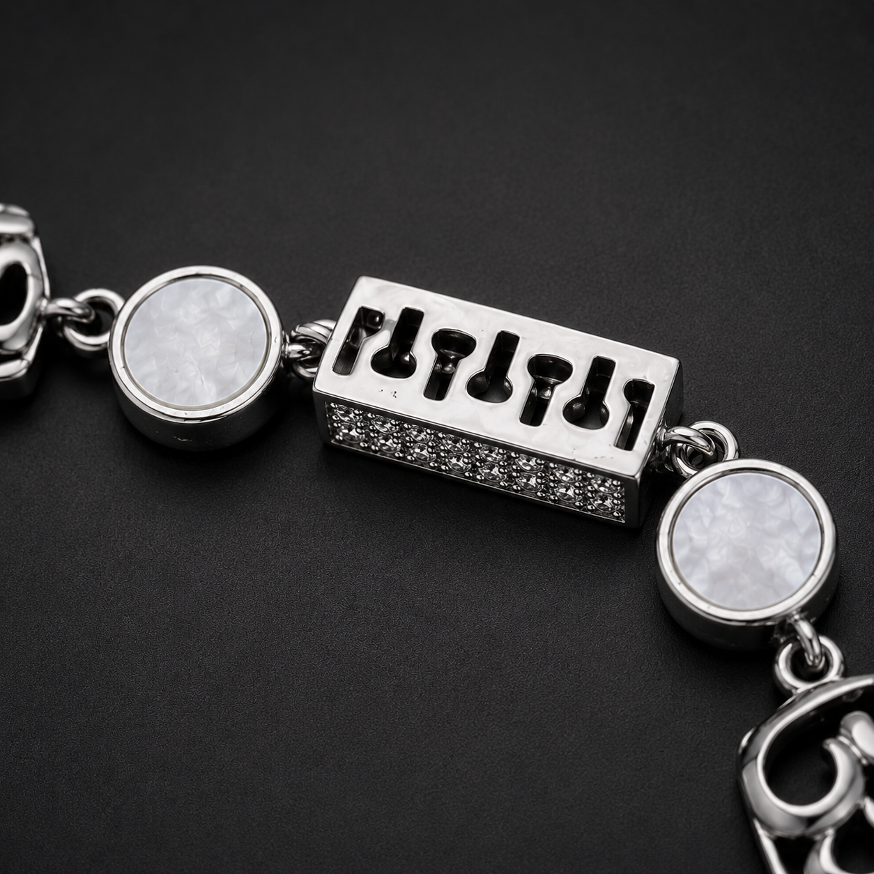 Om Trishul Mother of Pearl Bracelet