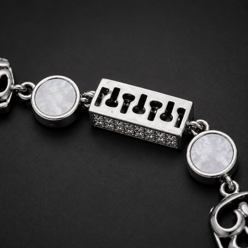 Om Trishul Mother of Pearl Bracelet