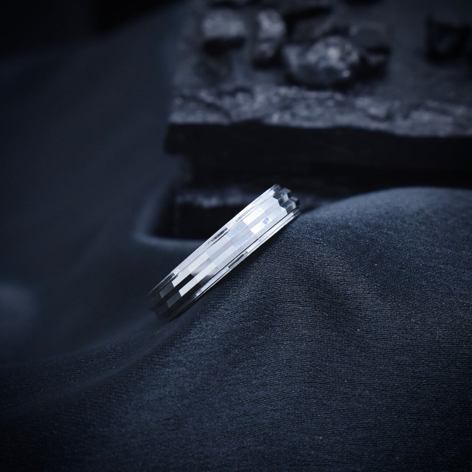 Silver Beveled Edge Band