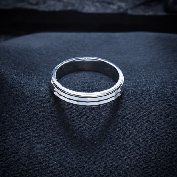 Silver Beveled Edge Band