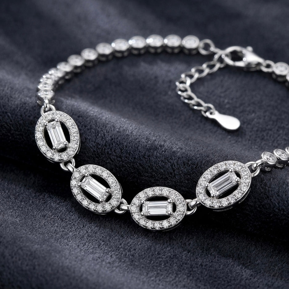 Triple Oval Halo Tennis Bracelet