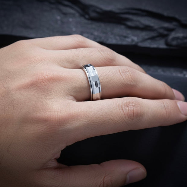 Silver Beveled Edge Band