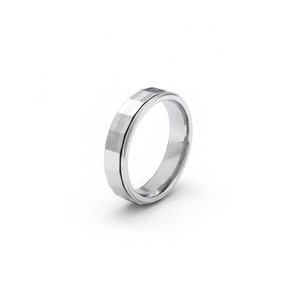 Silver Beveled Edge Band