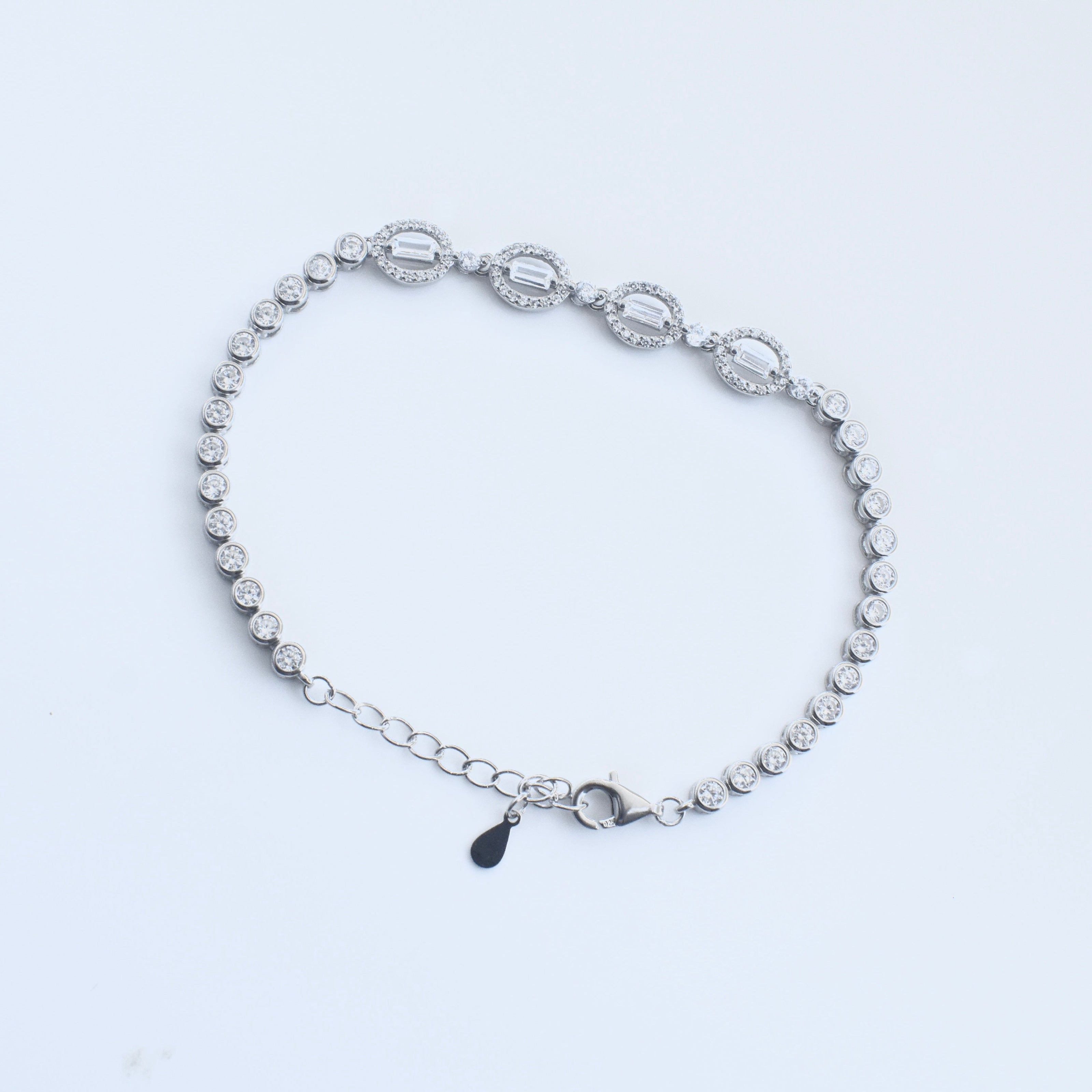 Double Oval Charm Silver Bracelet