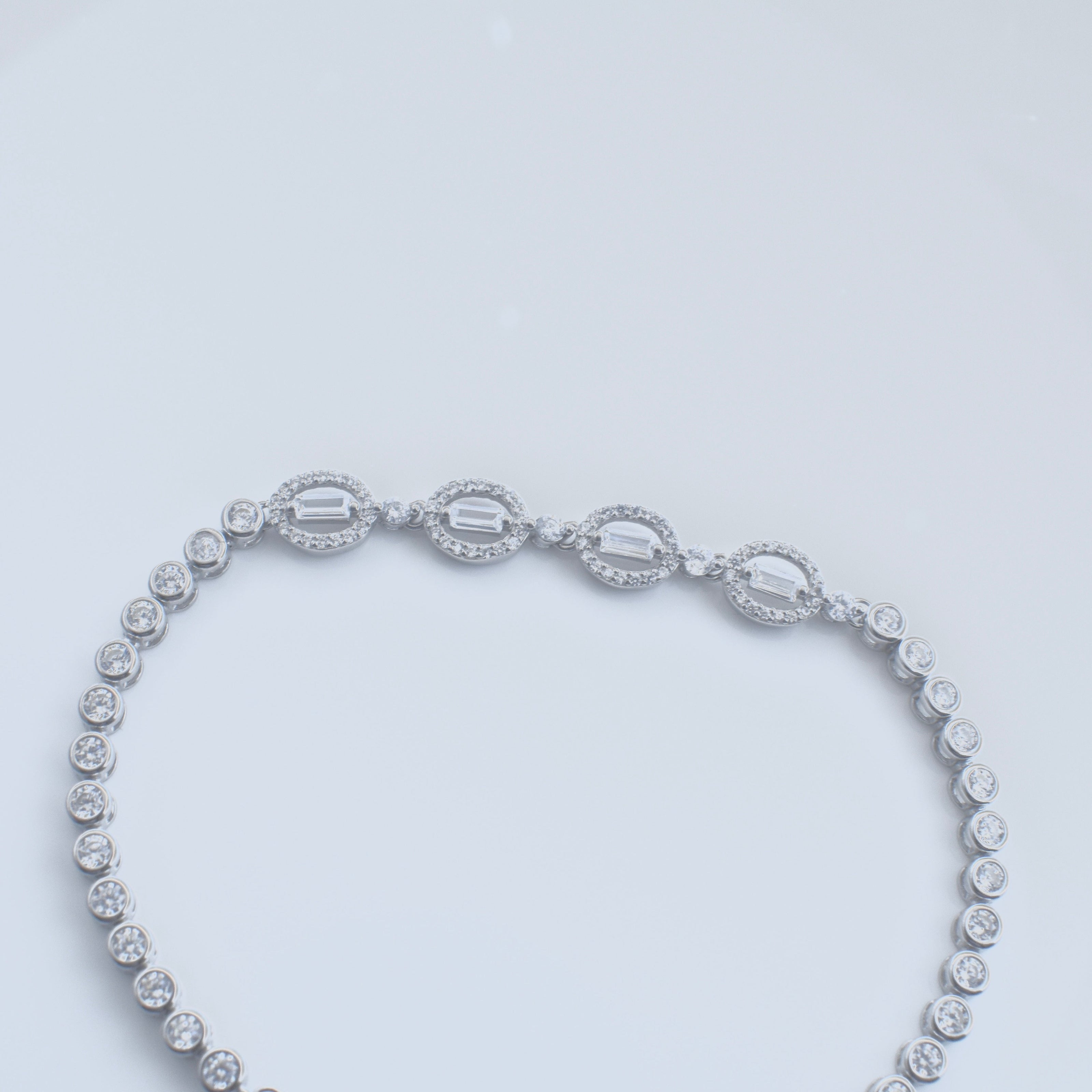 Double Oval Charm Silver Bracelet
