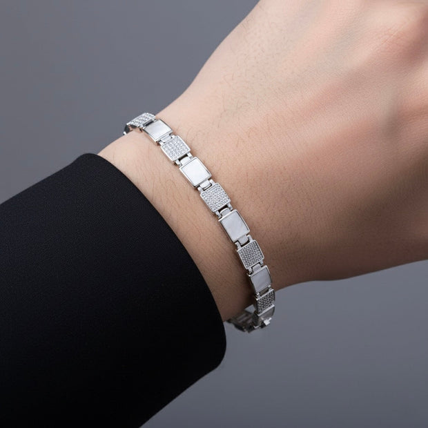 Square Tile Sparkle Silver Bracelet