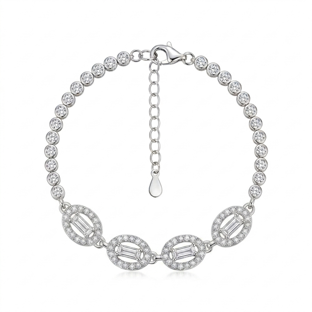 Triple Oval Halo Tennis Bracelet