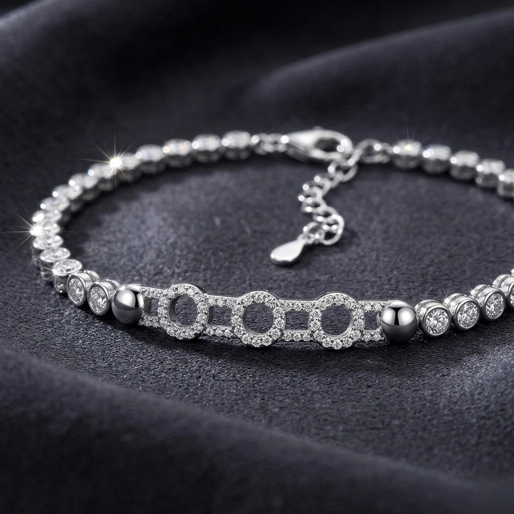 Geometric Interlocking Pavé Tennis Bracelet