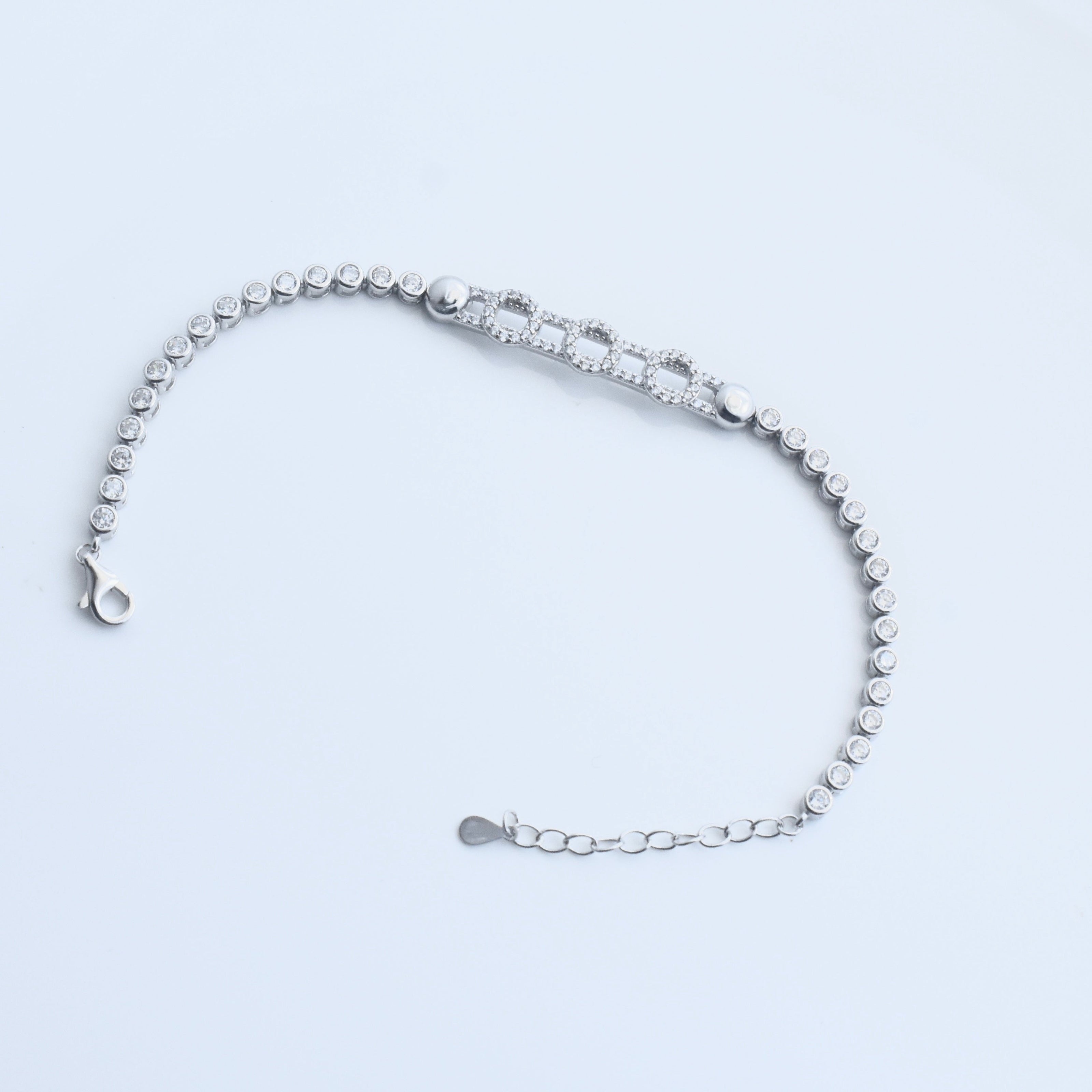 Chain Link Square Silver Bracelet