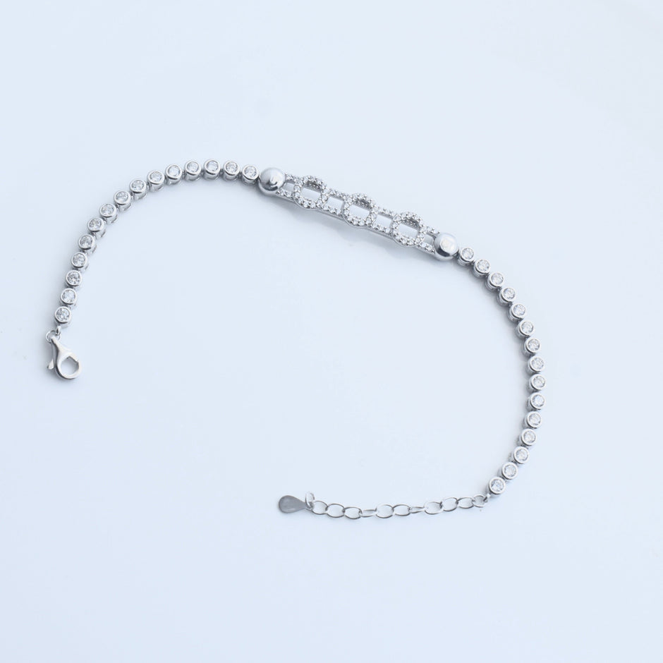 Chain Link Square Silver Bracelet
