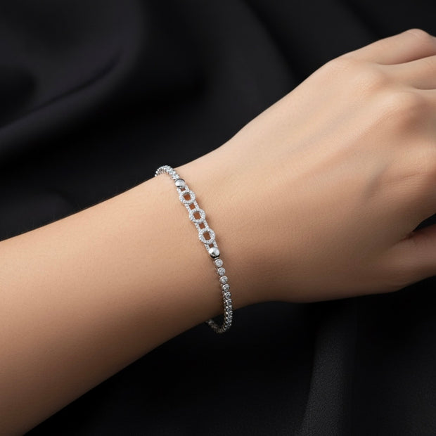 Geometric Interlocking Pavé Tennis Bracelet