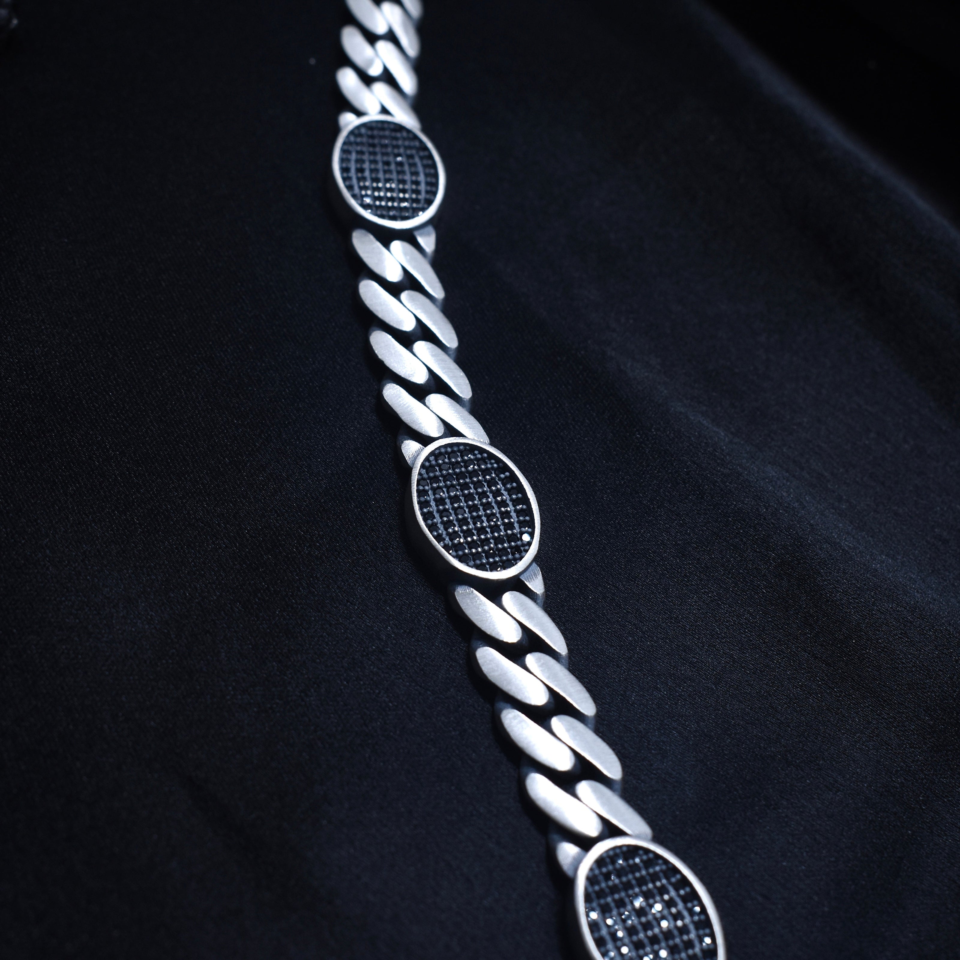 Oval Grid Silver Bracelet