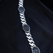 Oval Grid Silver Bracelet