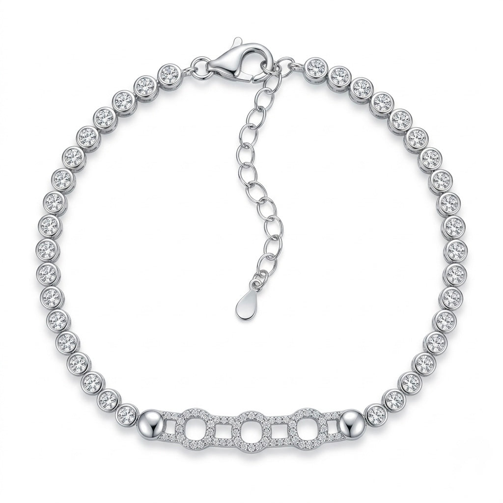 Geometric Interlocking Pavé Tennis Bracelet