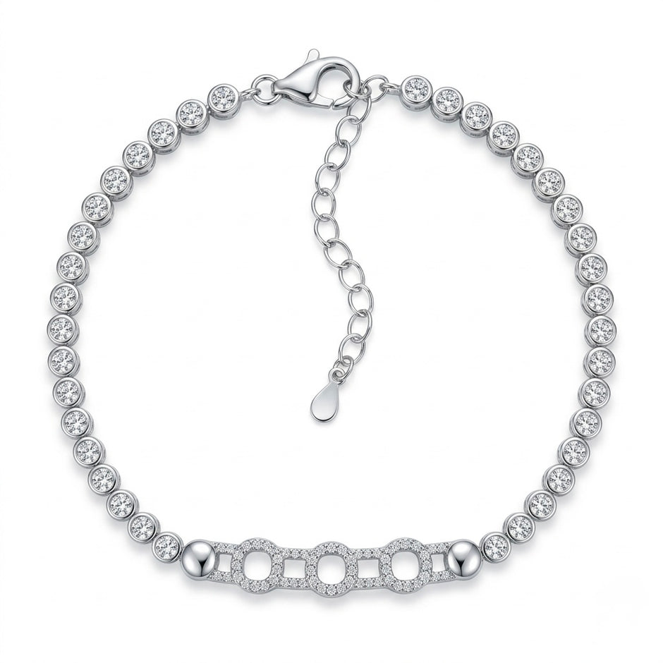 Geometric Interlocking Pavé Tennis Bracelet