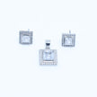 Square Halo Silver Pendant Set