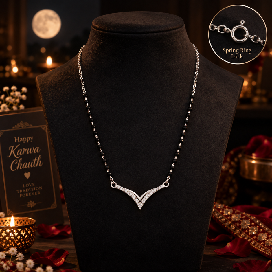 V Shaped Black Bead Mangalsutra