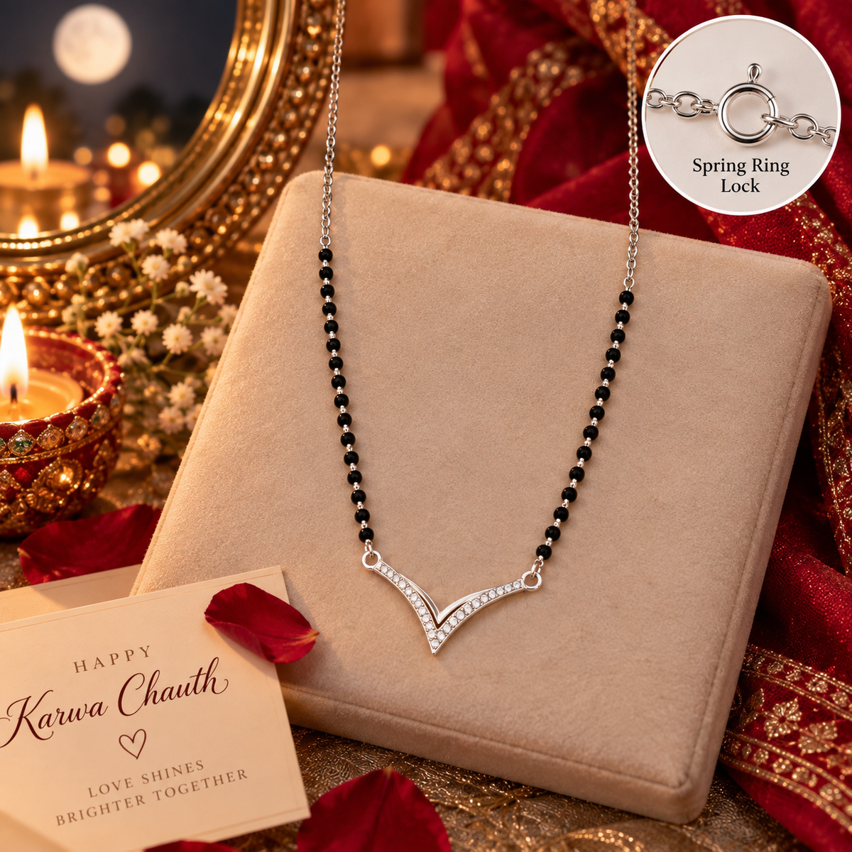 V Shaped Black Bead Mangalsutra