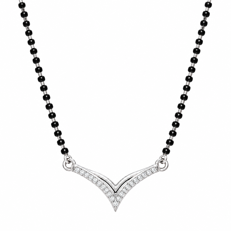 V Shaped Black Bead Mangalsutra