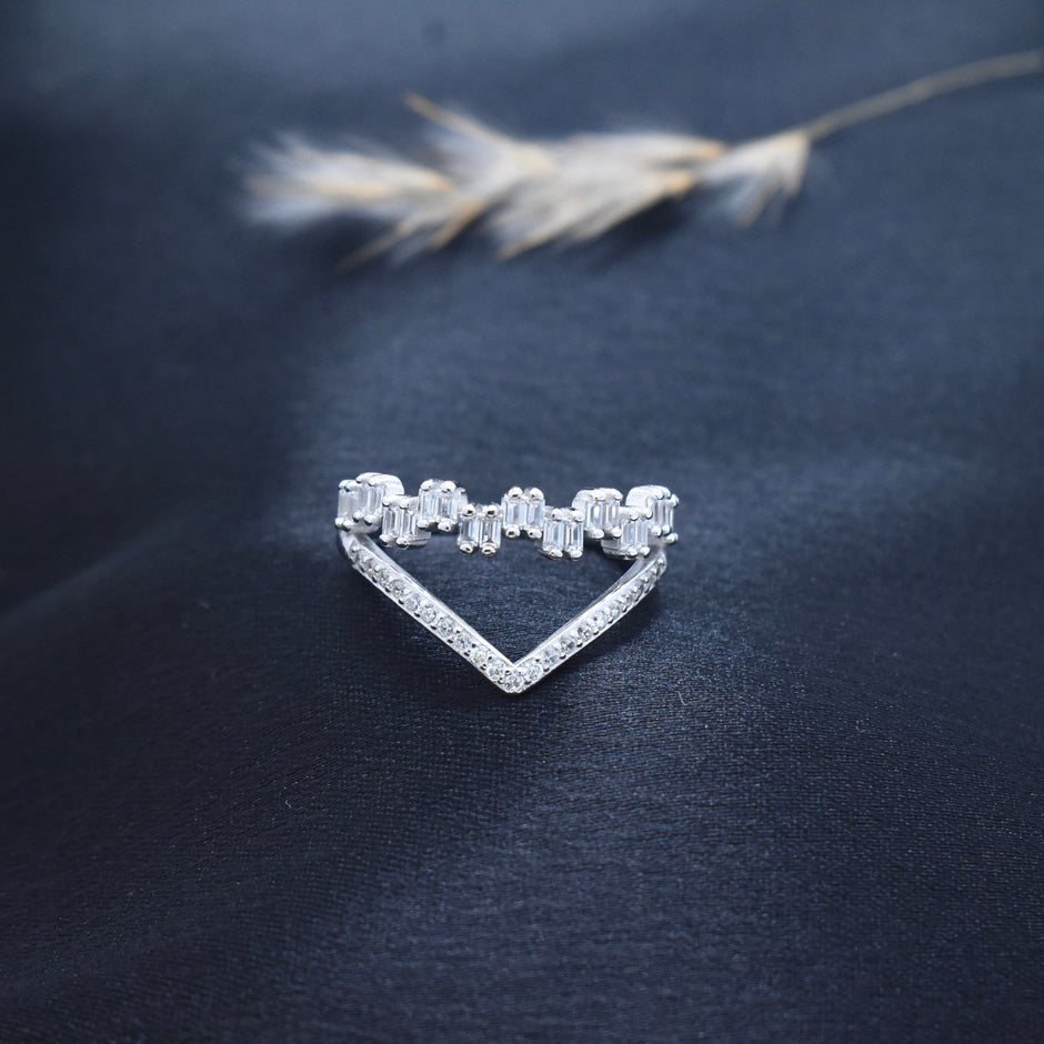 Silver Zig-zag Sparkle Ring