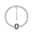Black Enamel Oval Halo Tennis Bracelet