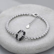 Black Enamel Oval Halo Tennis Bracelet