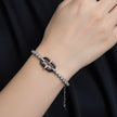 Black Enamel Linked Halo Tennis Bracelet
