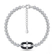 Black Enamel Linked Halo Tennis Bracelet