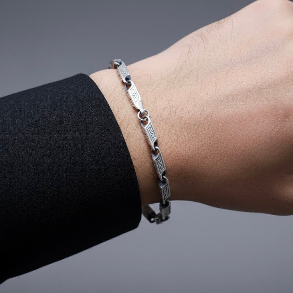 Geometric Link Silver Bracelet