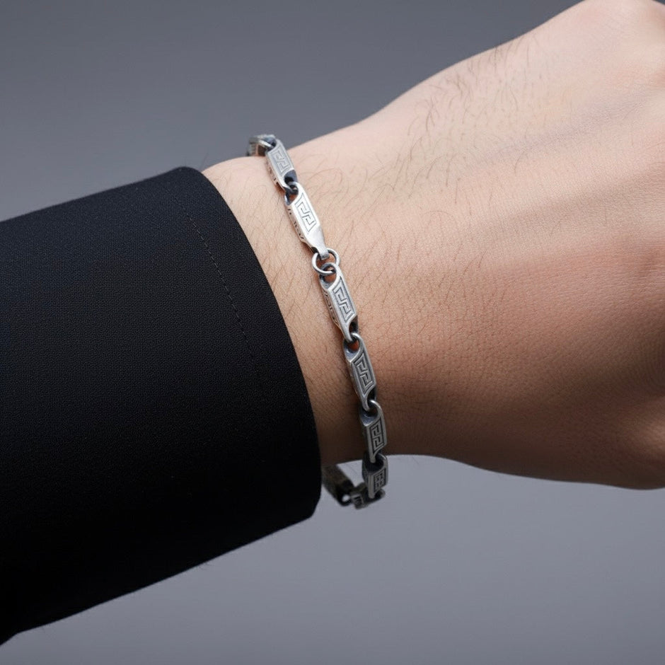 Geometric Link Silver Bracelet