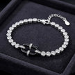Black Enamel Linked Halo Tennis Bracelet
