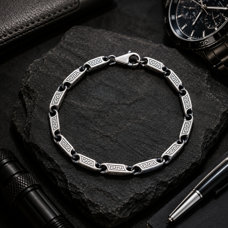 Greek Key Barrel Bracelet