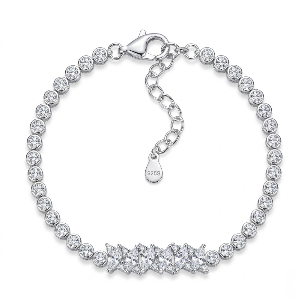 Marquise Cluster Halo Tennis Bracelet