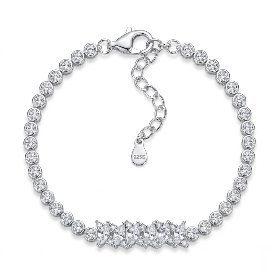 Marquise Cluster Halo Tennis Bracelet