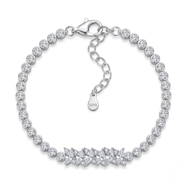 Marquise Cluster Halo Tennis Bracelet