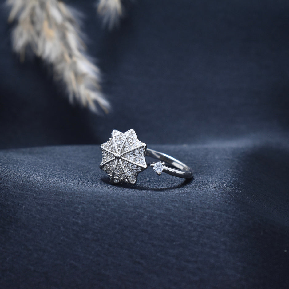Silver Umbrella Bloom Ring