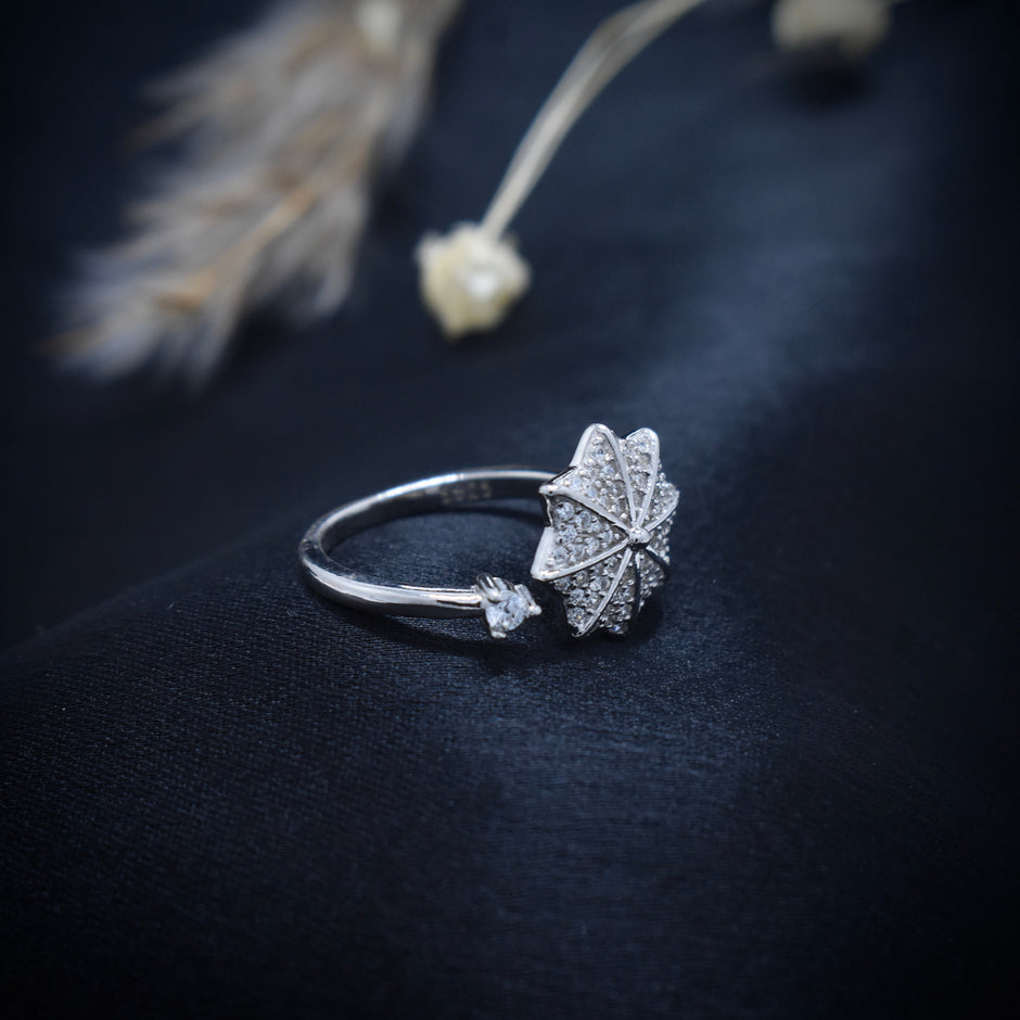 Silver Umbrella Bloom Ring