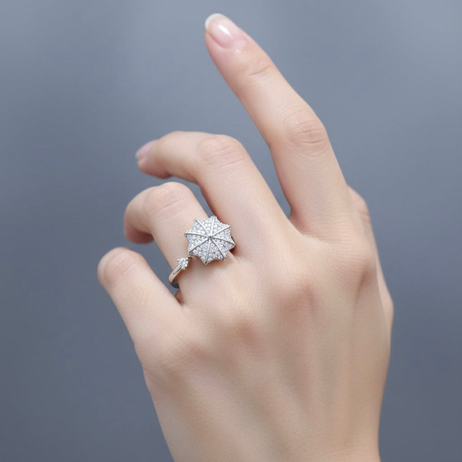Silver Umbrella Bloom Ring