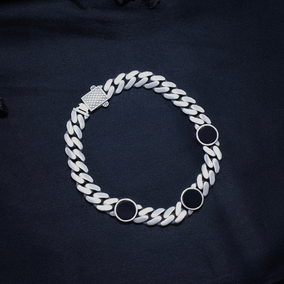 Black Enamel Silver Bracelet
