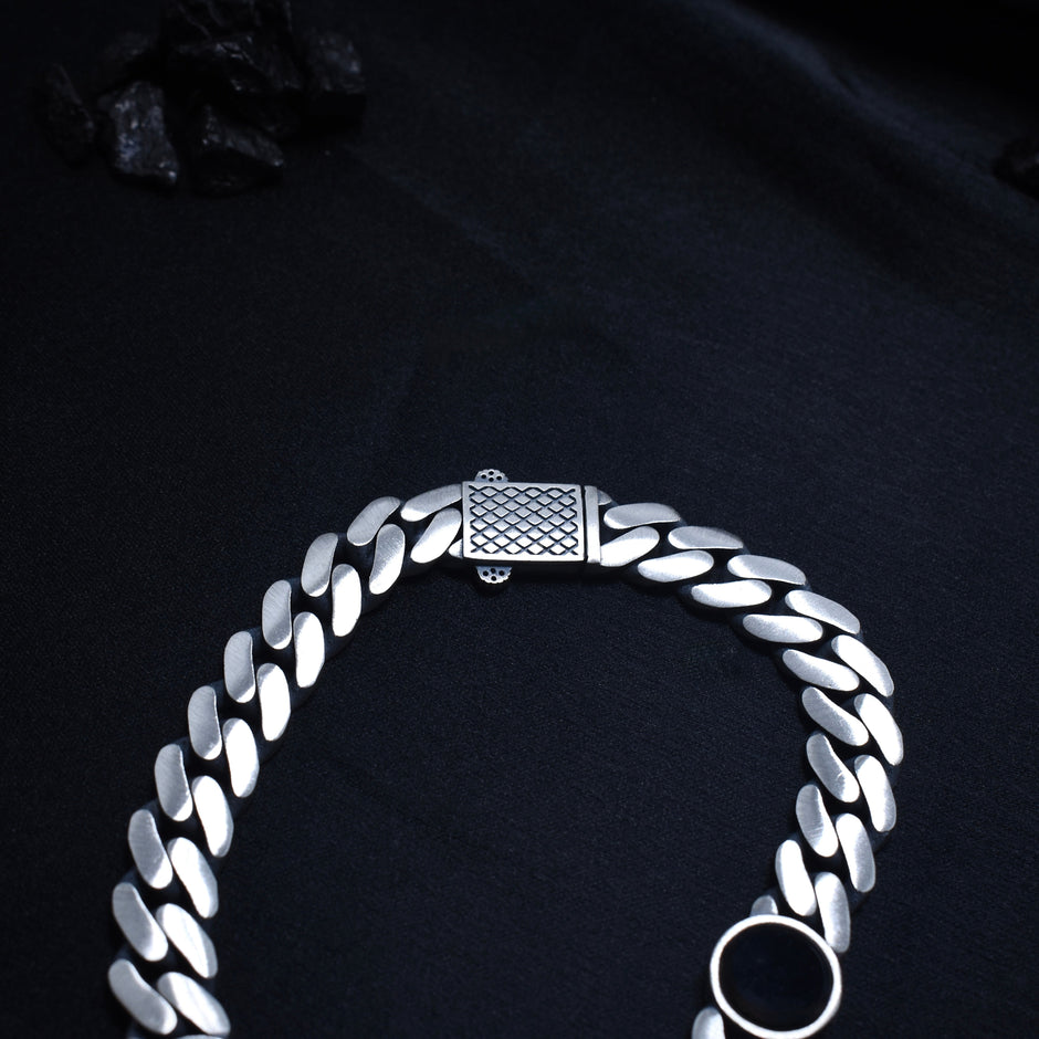 Black Enamel Silver Bracelet