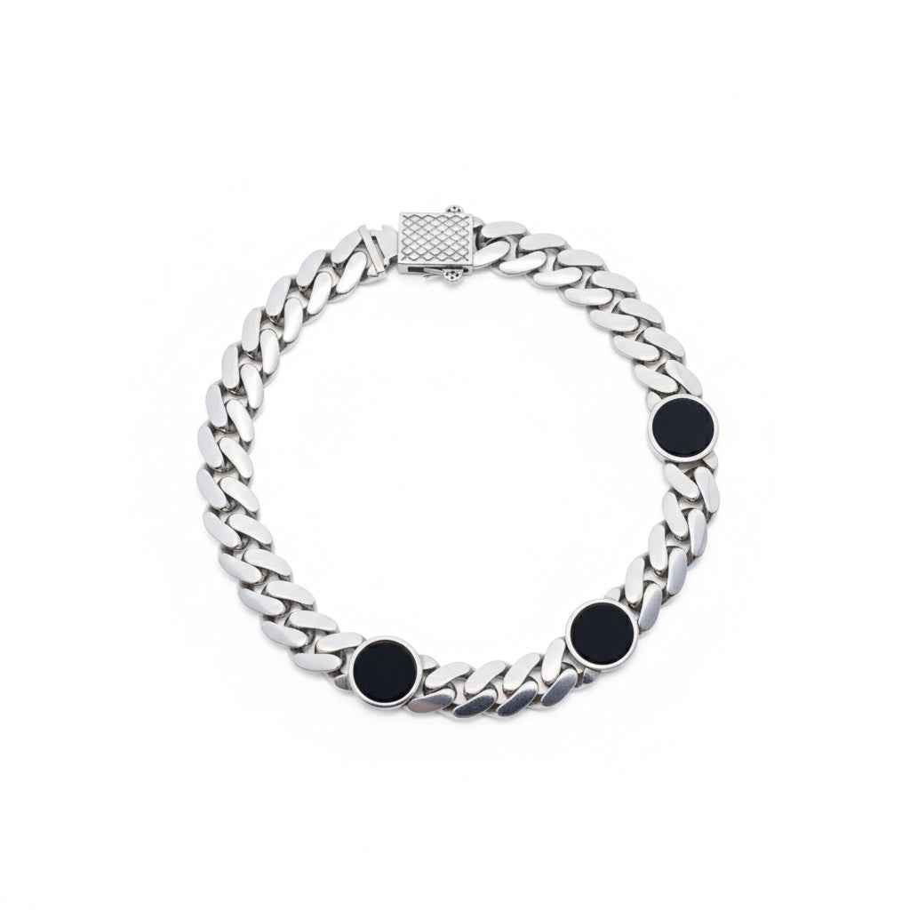Black Enamel Silver Bracelet