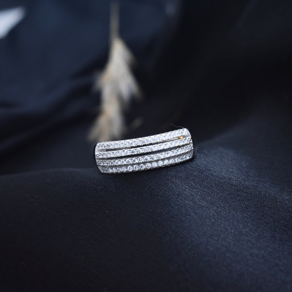 Silver Grand Pave Curve Ring