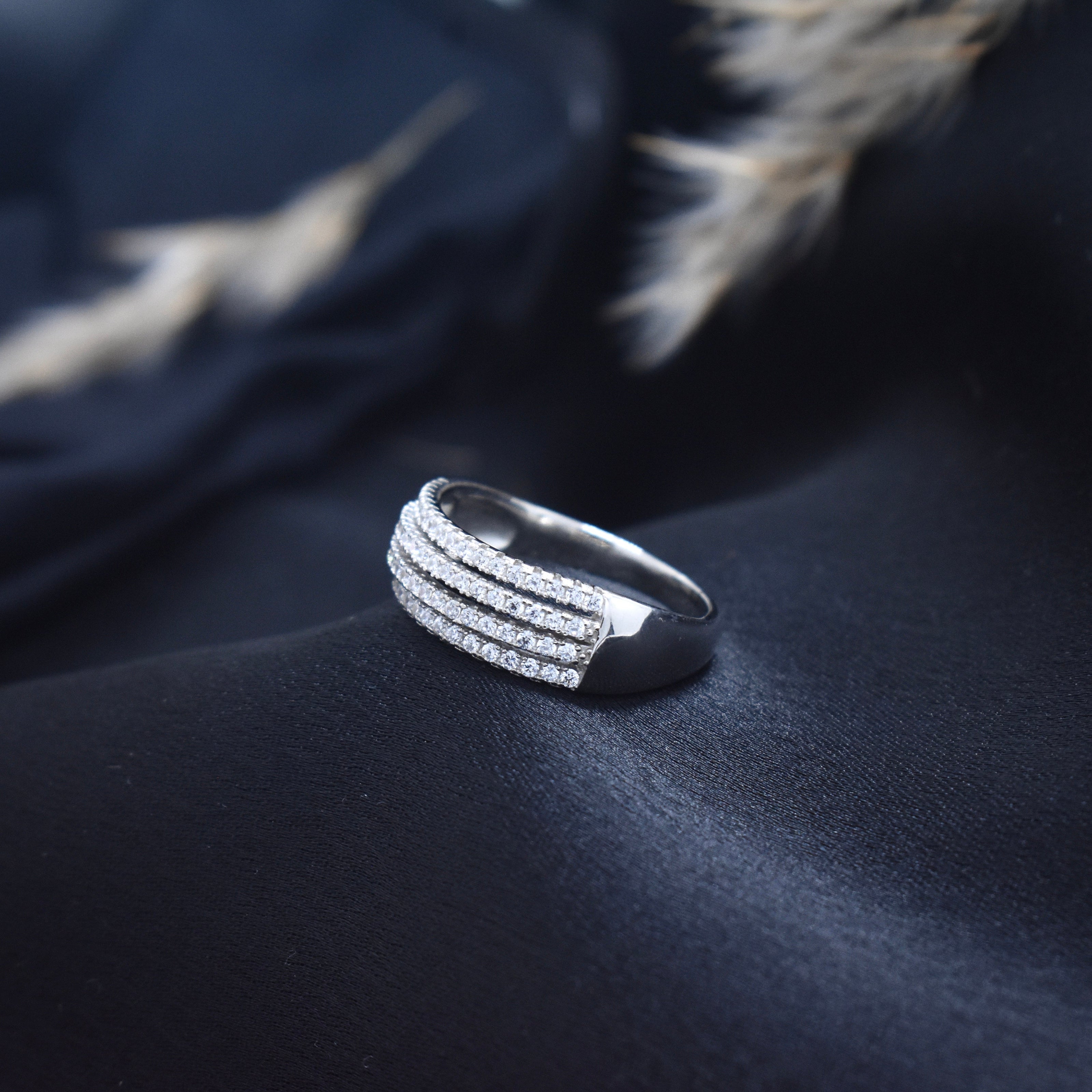 Silver Grand Pave Curve Ring