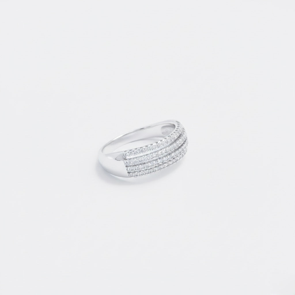 Silver Grand Pave Curve Ring
