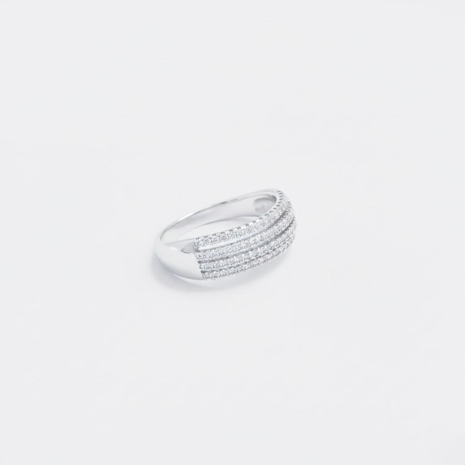 Silver Grand Pave Curve Ring