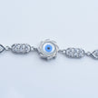 Floral Motif Evil Eye Silver Bracelet
