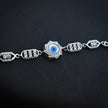 Floral Motif Evil Eye Silver Bracelet