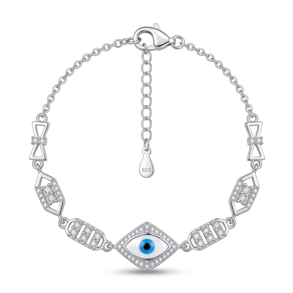 Rhombus Evil Eye Geometric Link Bracelet