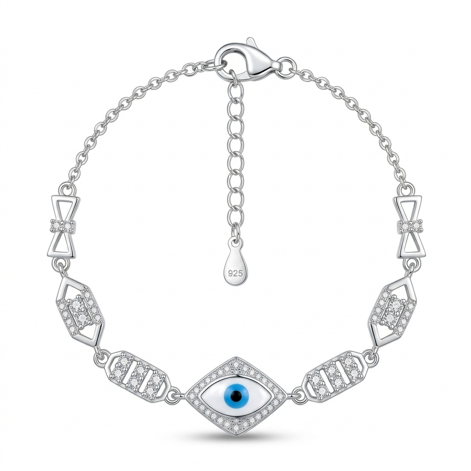 Rhombus Evil Eye Geometric Link Bracelet