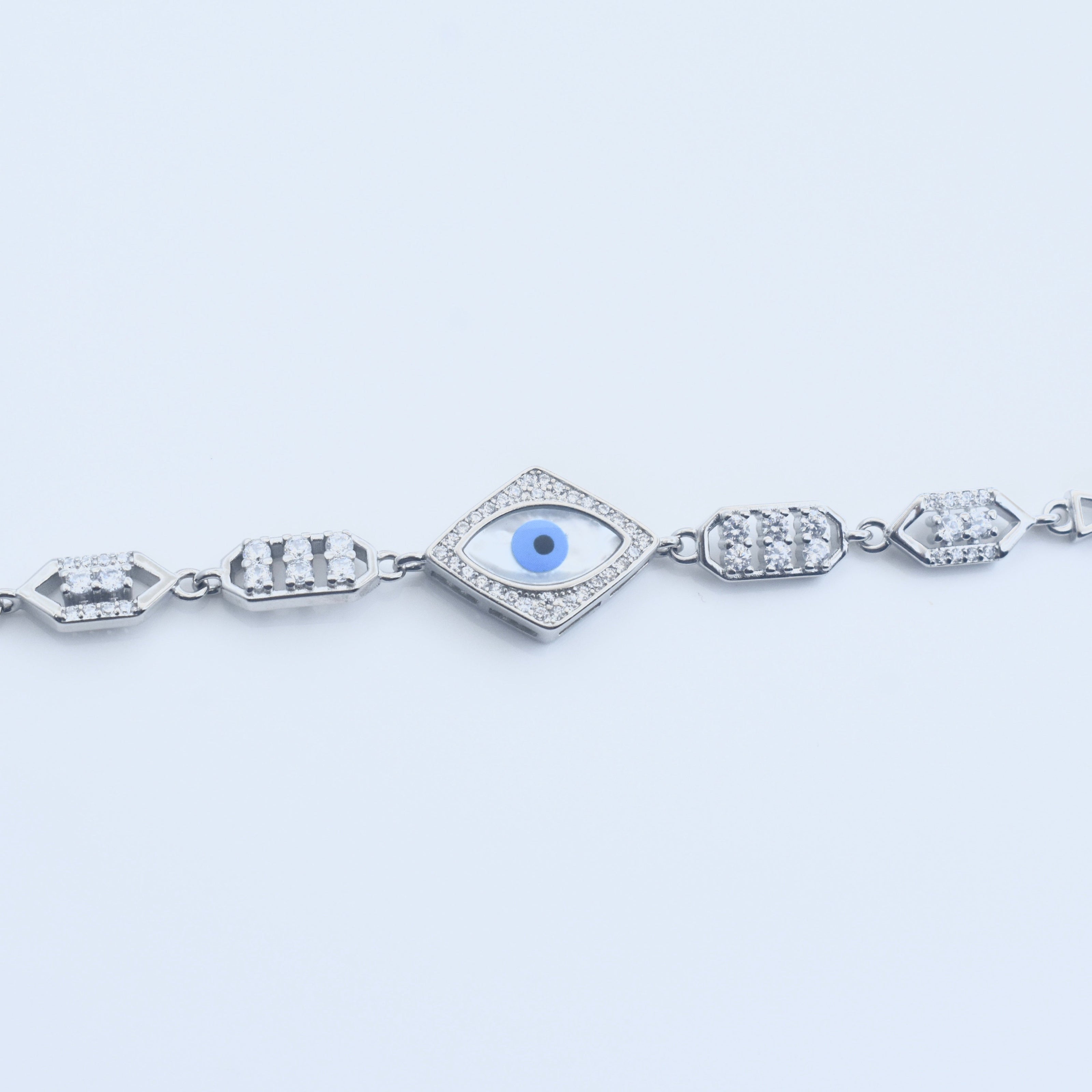 Diamond Evil Eye Silver Bracelet